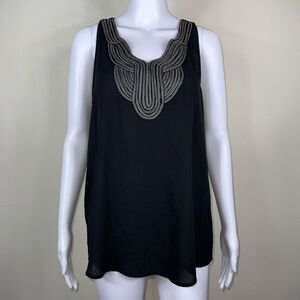 19 Cooper Gold Embellished Black Racer Tank Blouse